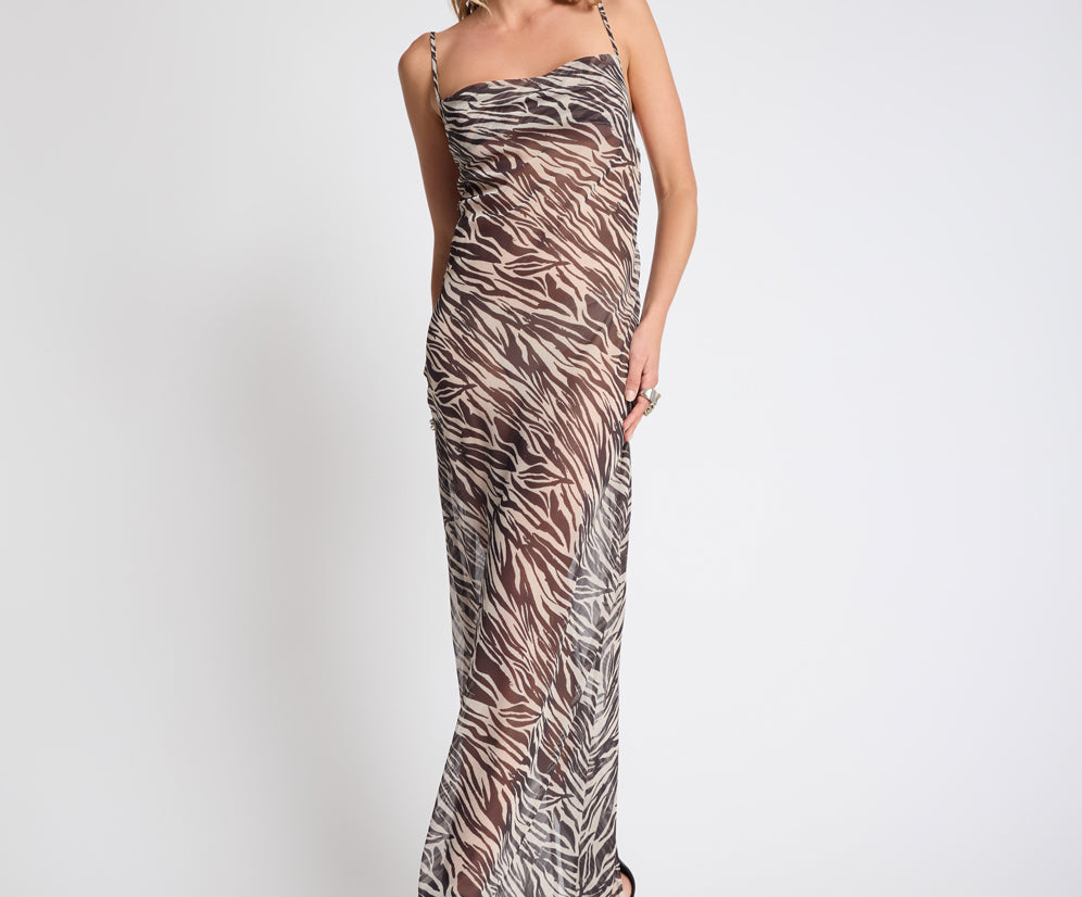 Jagger Maxi Slip Dress - Zebra Print
