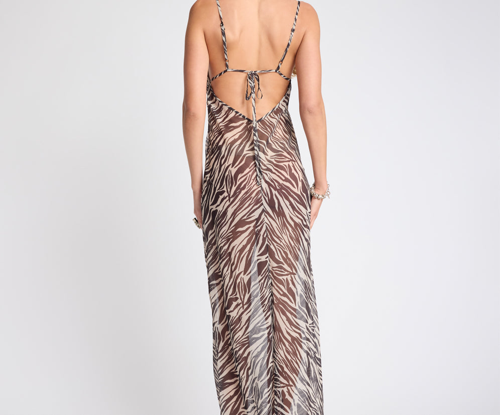 Jagger Maxi Slip Dress - Zebra Print