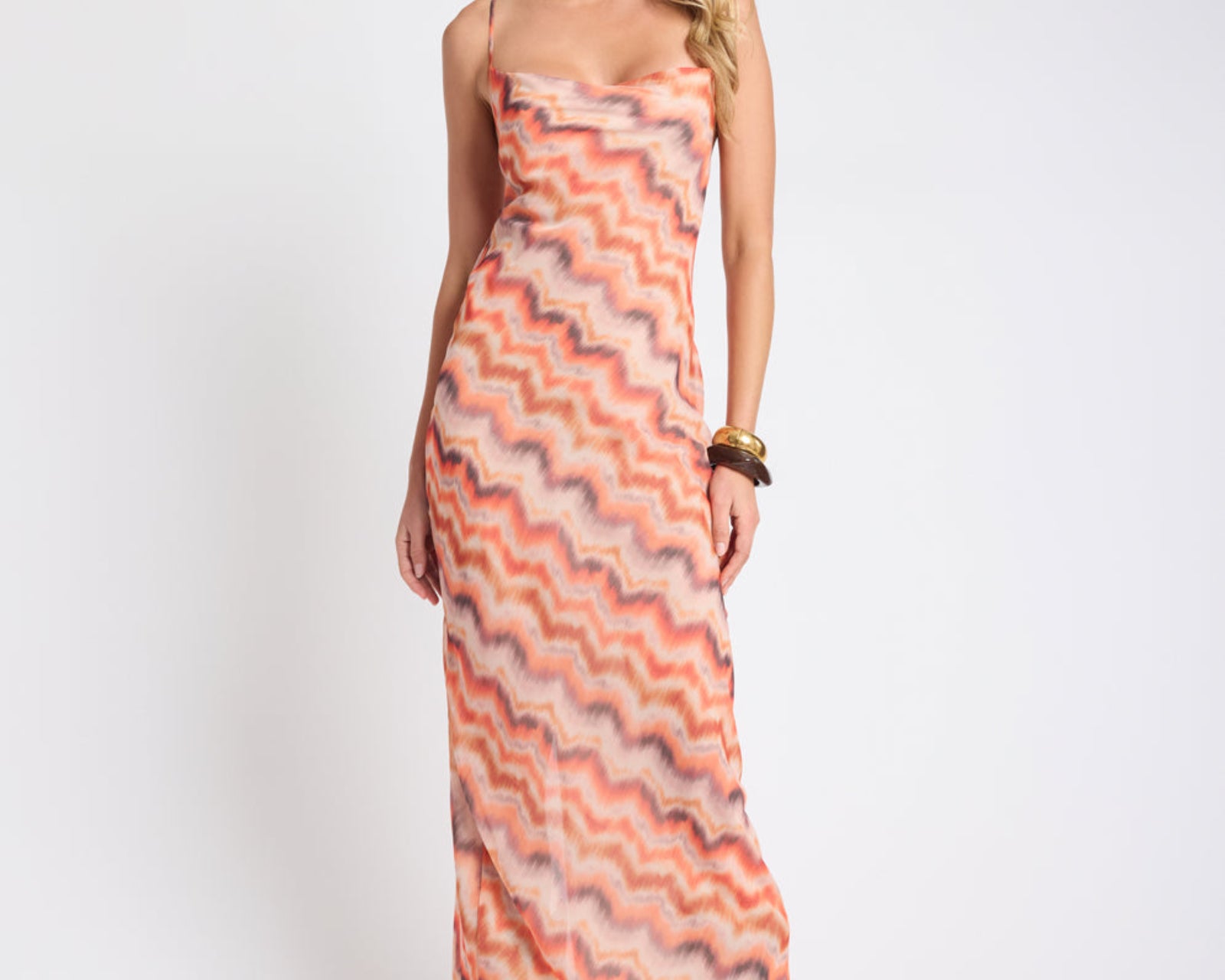 Jagger Maxi Slip Dress - Sunset Chevron Print
