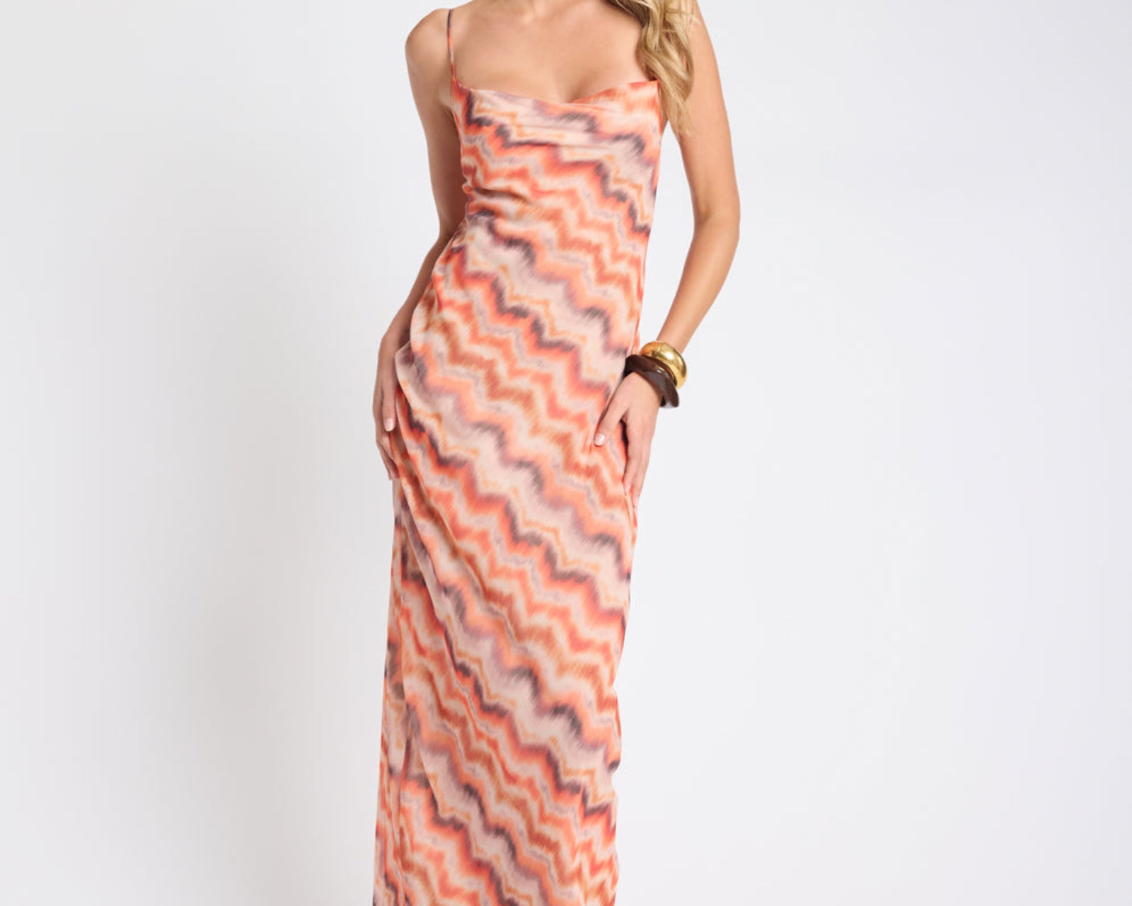 Jagger Maxi Slip Dress - Sunset Chevron Print