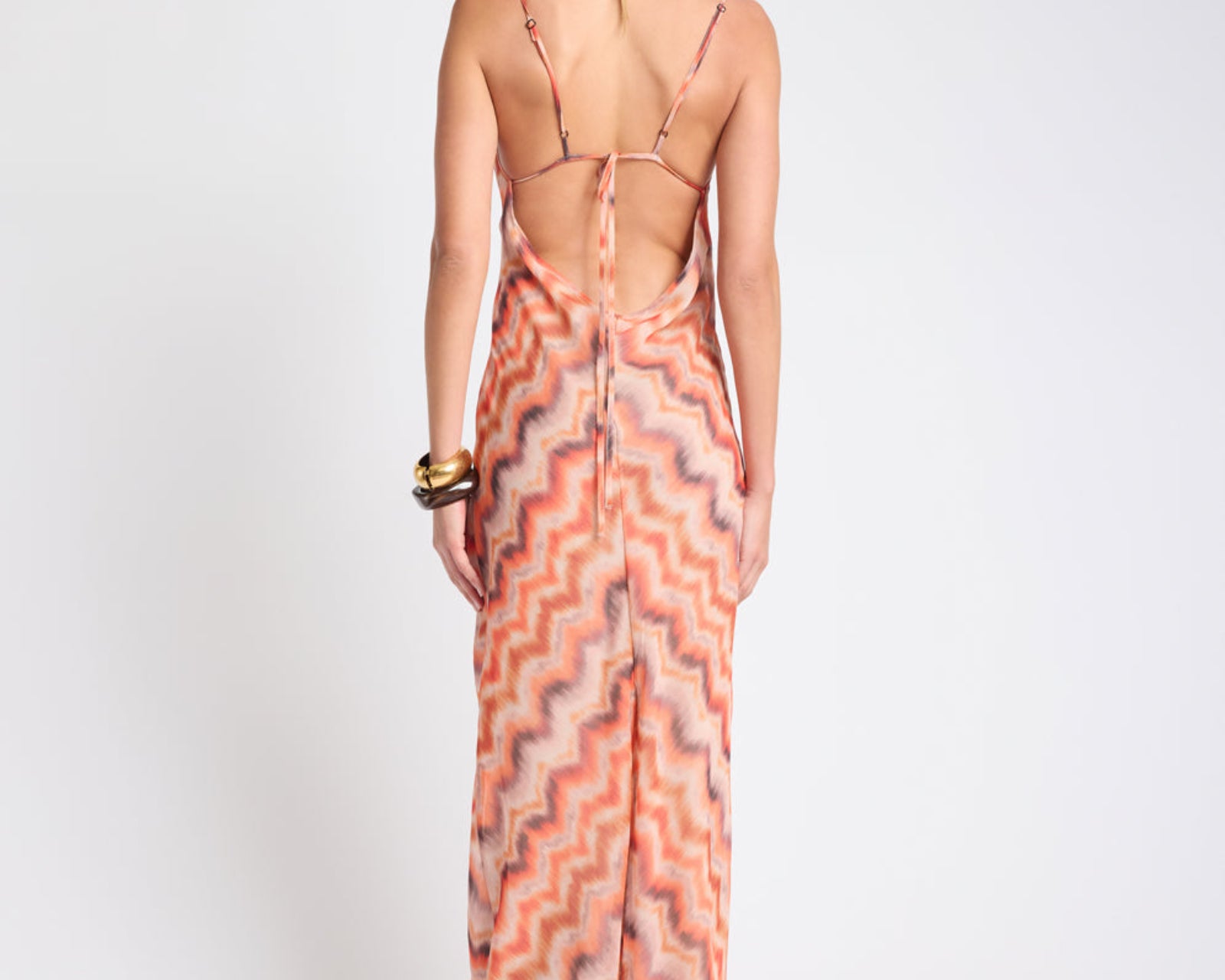 Jagger Maxi Slip Dress - Sunset Chevron Print