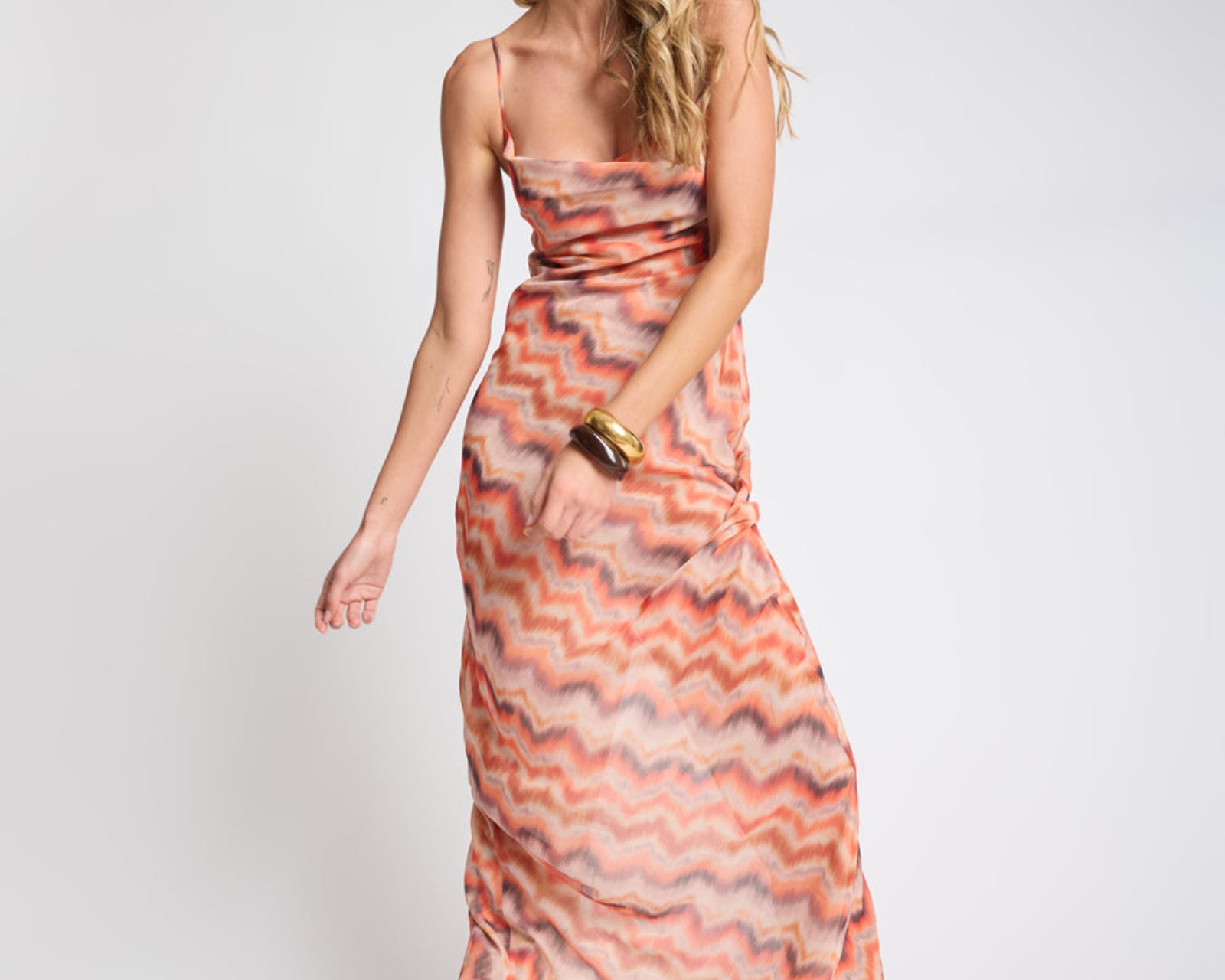 Jagger Maxi Slip Dress - Sunset Chevron Print