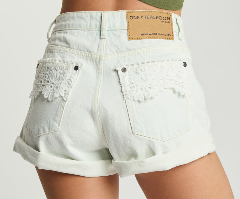 Bandits High Waist Denim Shorts - Blonde Blue