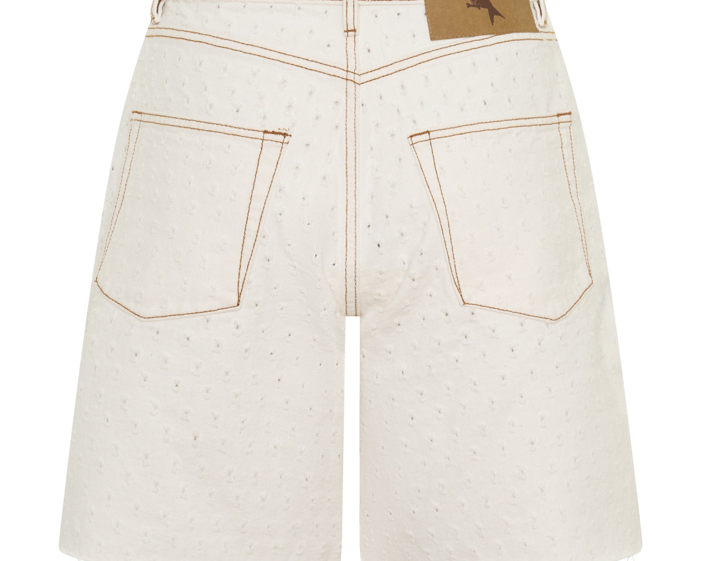 Rebel Rise High Waist Long Length Denim Shorts - Drilled White Beauty