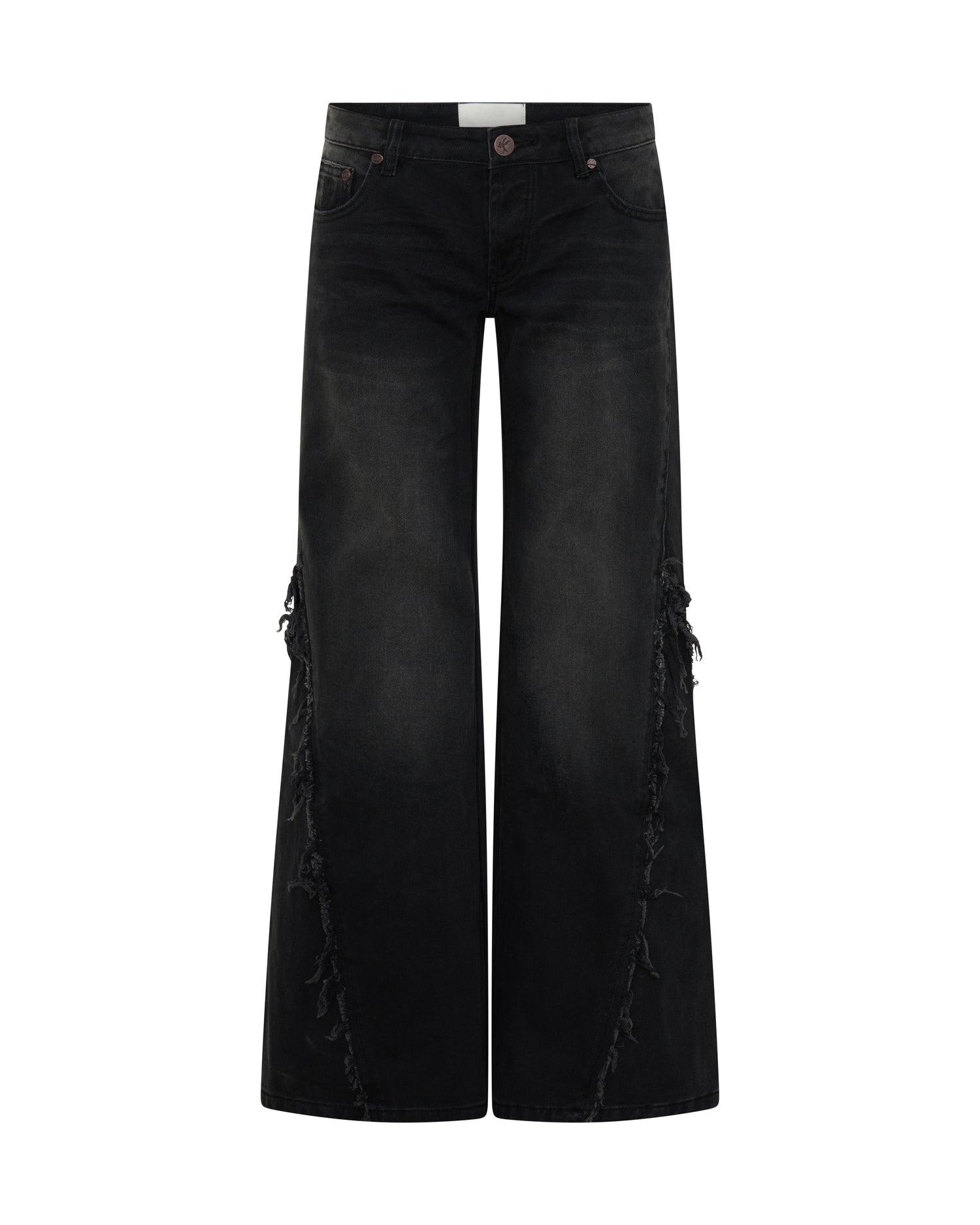 Johnnies Low Waist Wide Leg Flared Denim Jeans - Smokey Black