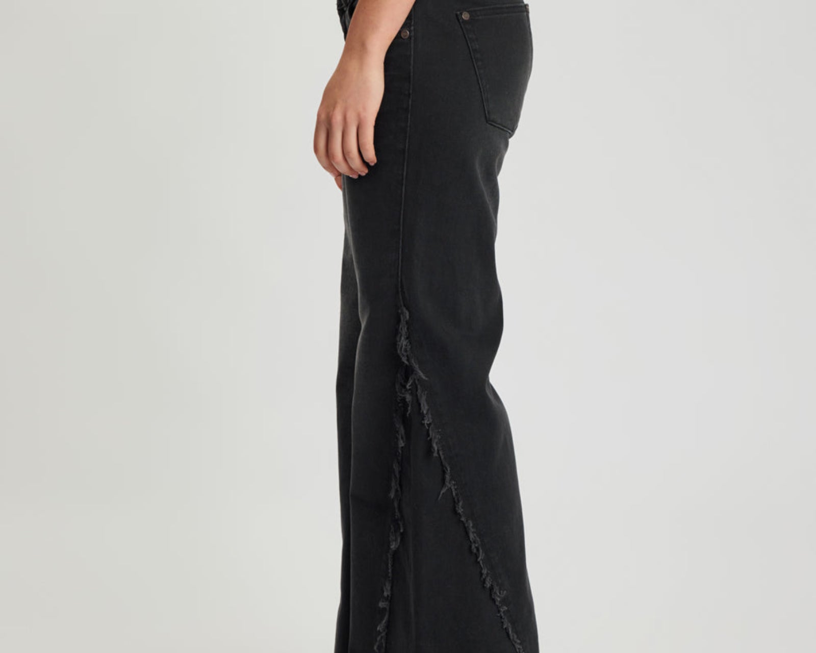 Johnnies Low Waist Wide Leg Flared Denim Jeans - Smokey Black