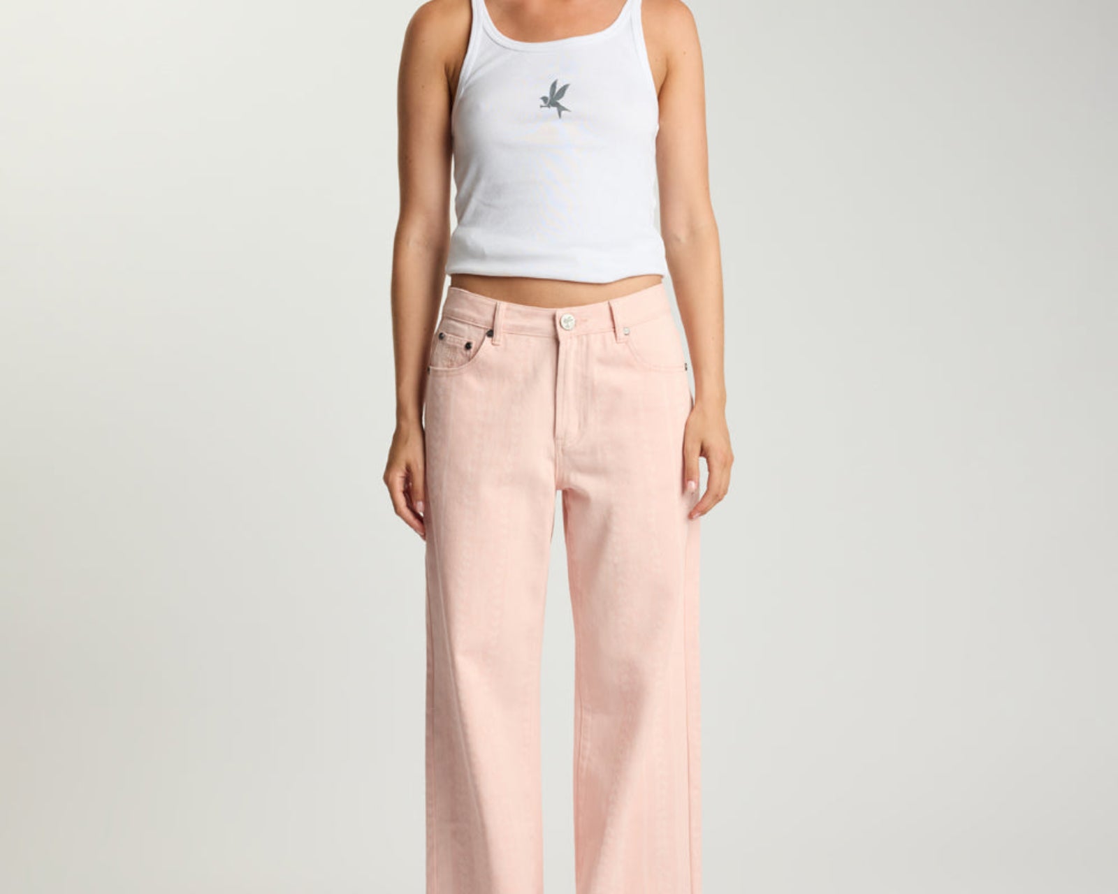 Jackson Mid Waist Wide Leg Denim Jeans - Pink Love
