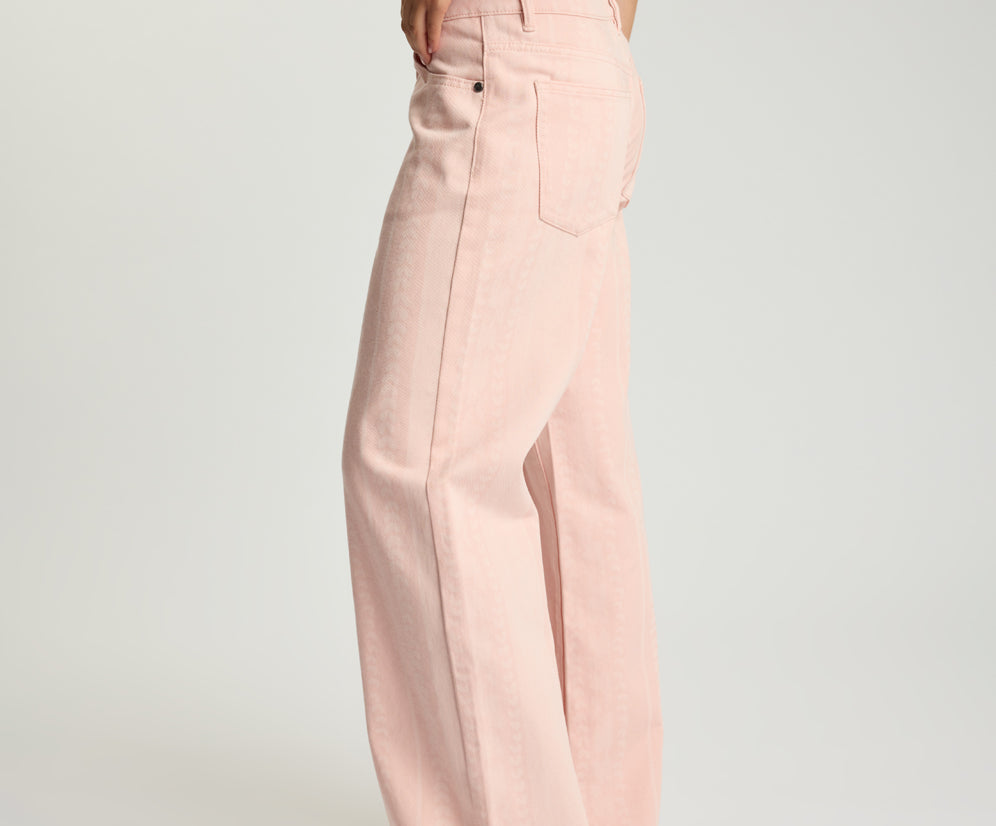 Jackson Mid Waist Wide Leg Denim Jeans - Pink Love