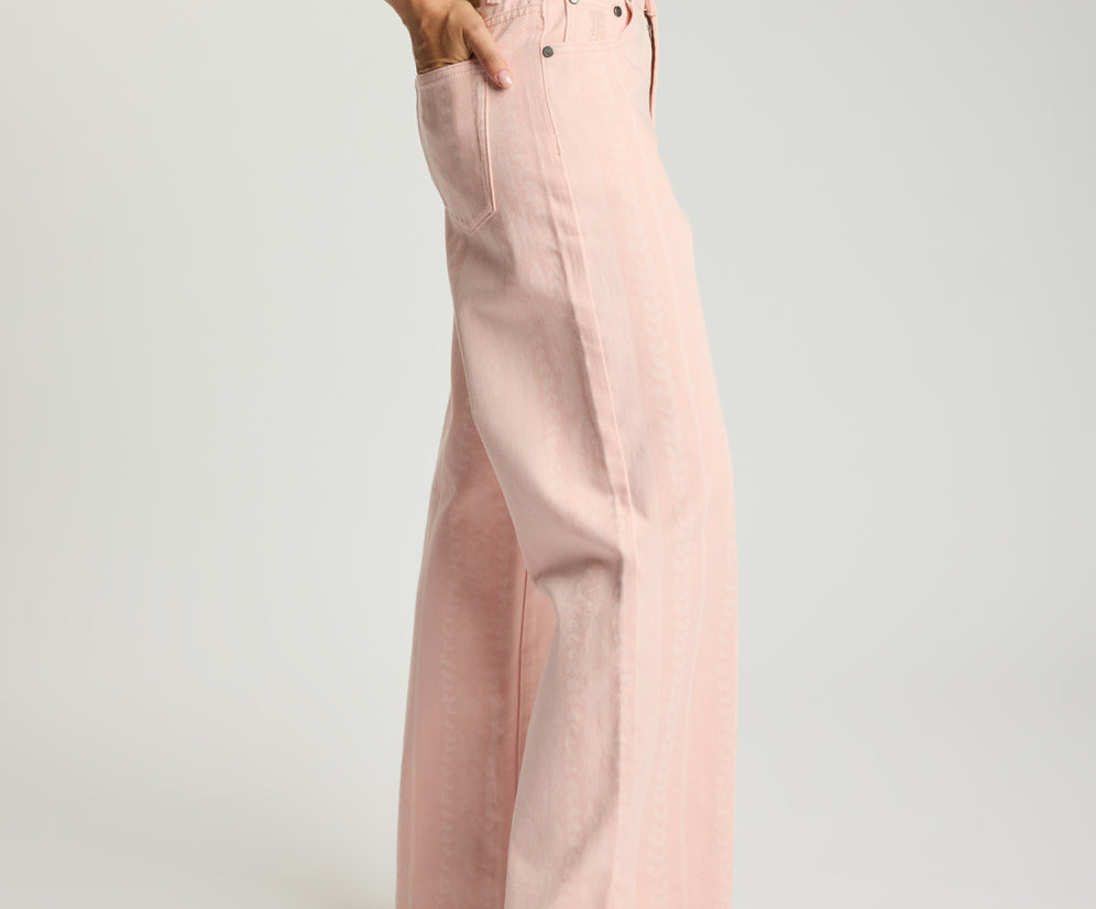Jackson Mid Waist Wide Leg Denim Jeans - Pink Love