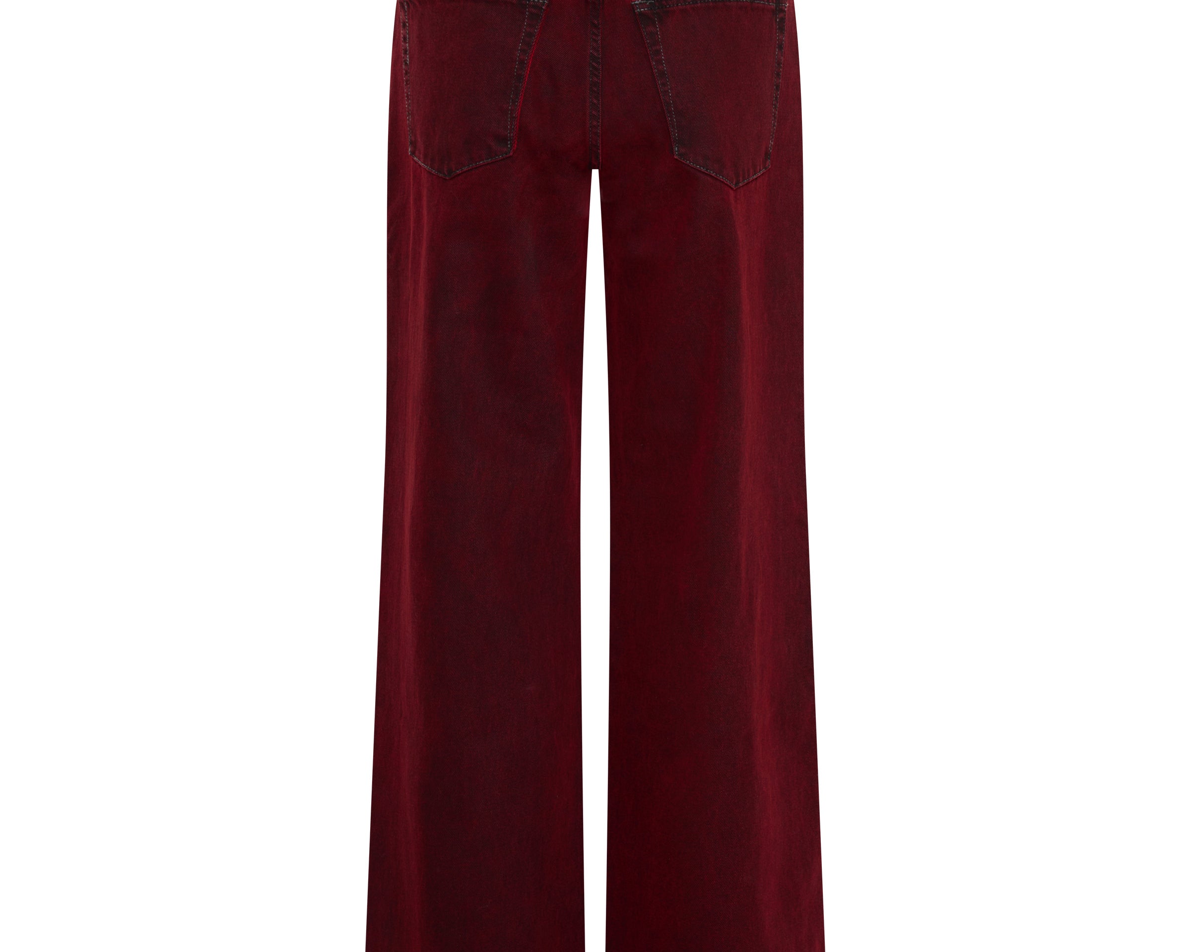 Jackson Mid Waist Wide Leg Denim Jeans - Oil Stained Maroon