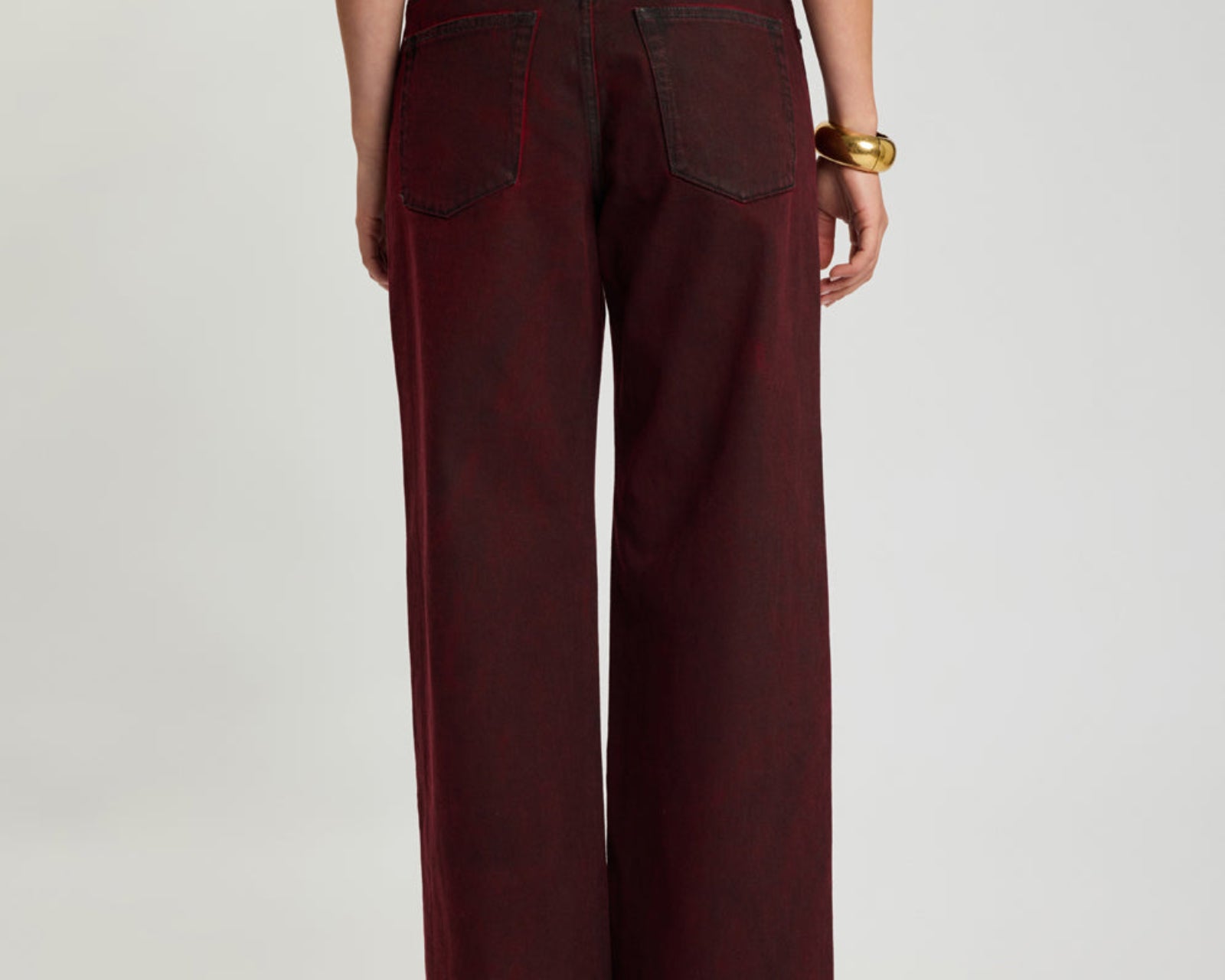 Jackson Mid Waist Wide Leg Denim Jeans - Oil Stained Maroon