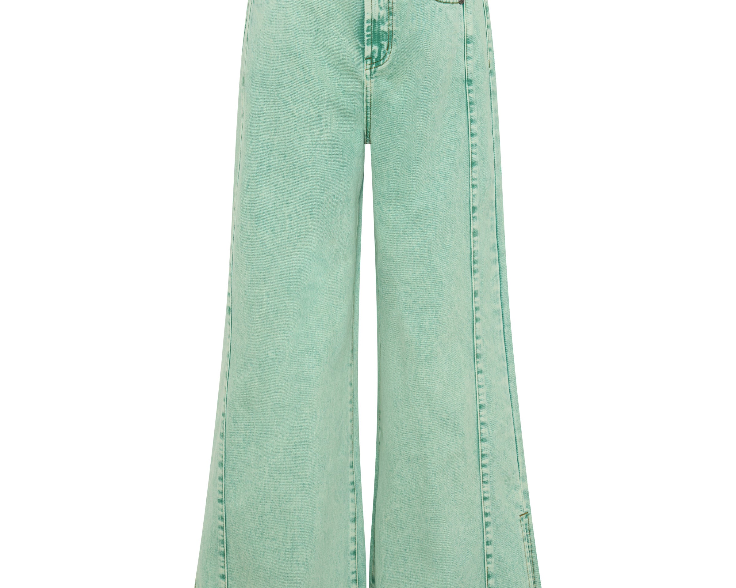 Love Machines Mid Waist Super Wide Leg Denim Jeans - Seaglass Green