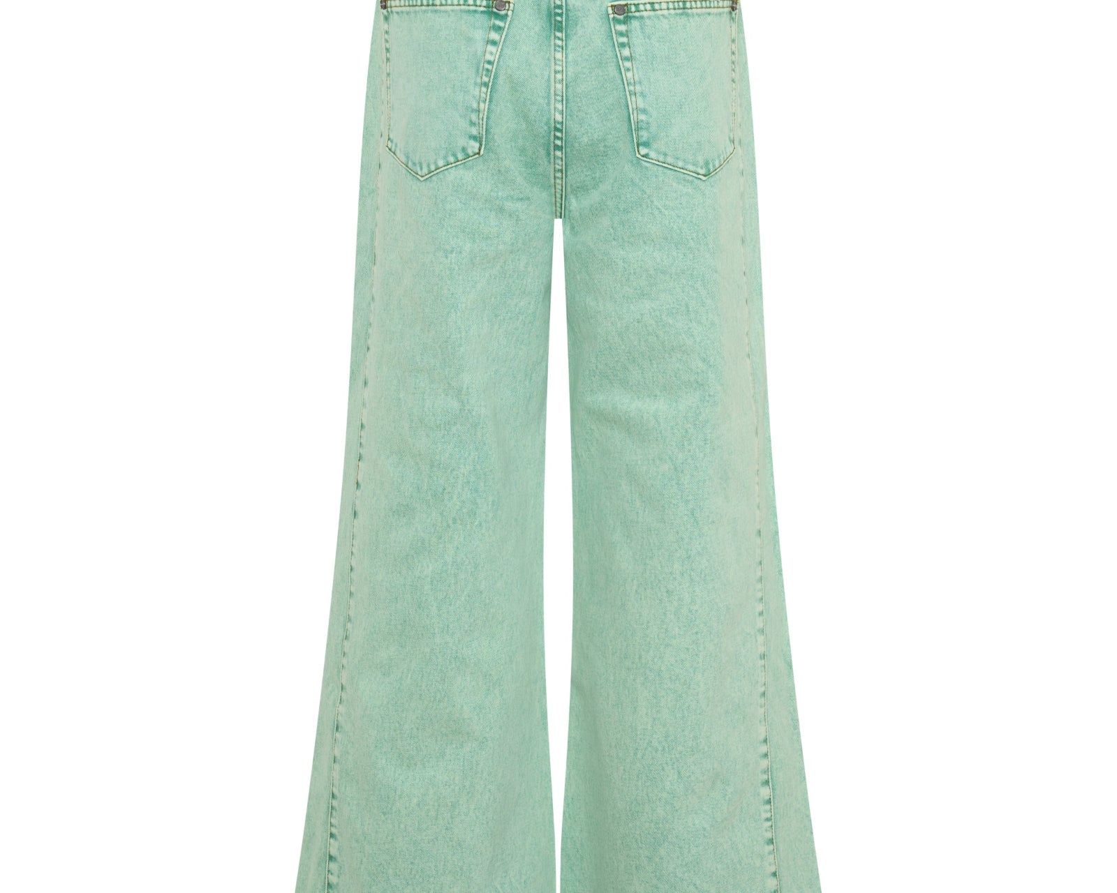 Love Machines Mid Waist Super Wide Leg Denim Jeans - Seaglass Green