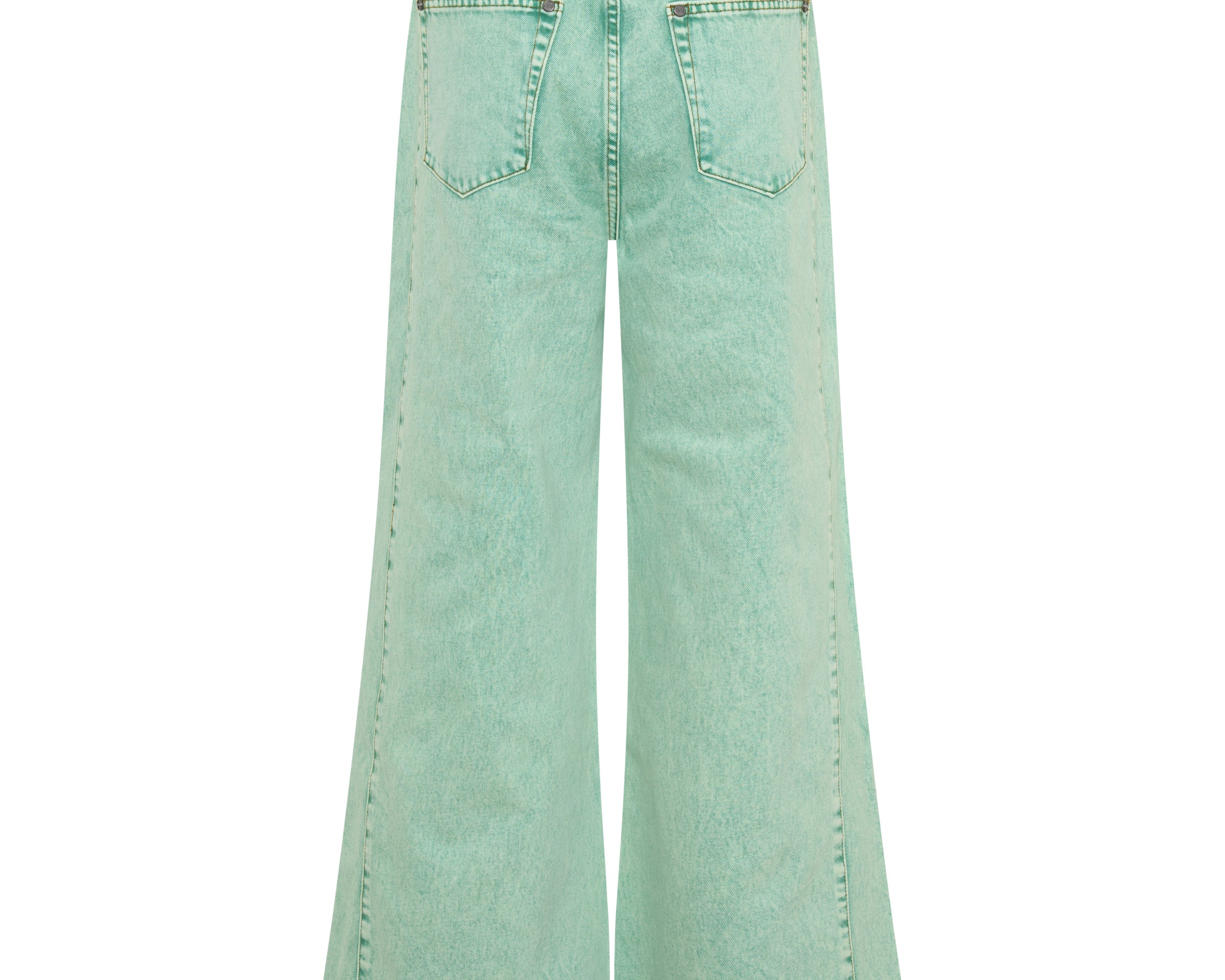 Love Machines Mid Waist Super Wide Leg Denim Jeans - Seaglass Green