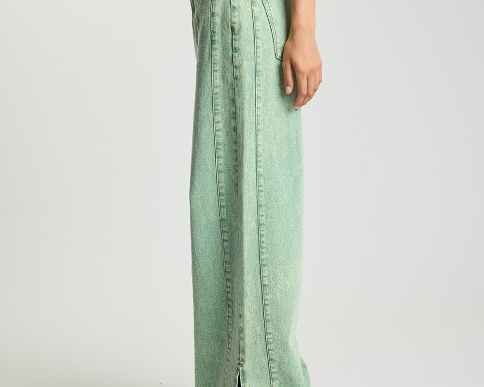 Love Machines Mid Waist Super Wide Leg Denim Jeans - Seaglass Green
