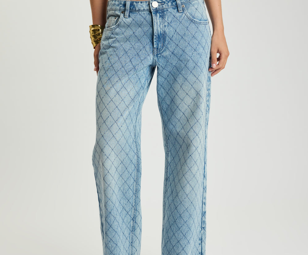 Low Riders Low Waist Wide Leg Denim Jeans - Harlequin Salty Dog
