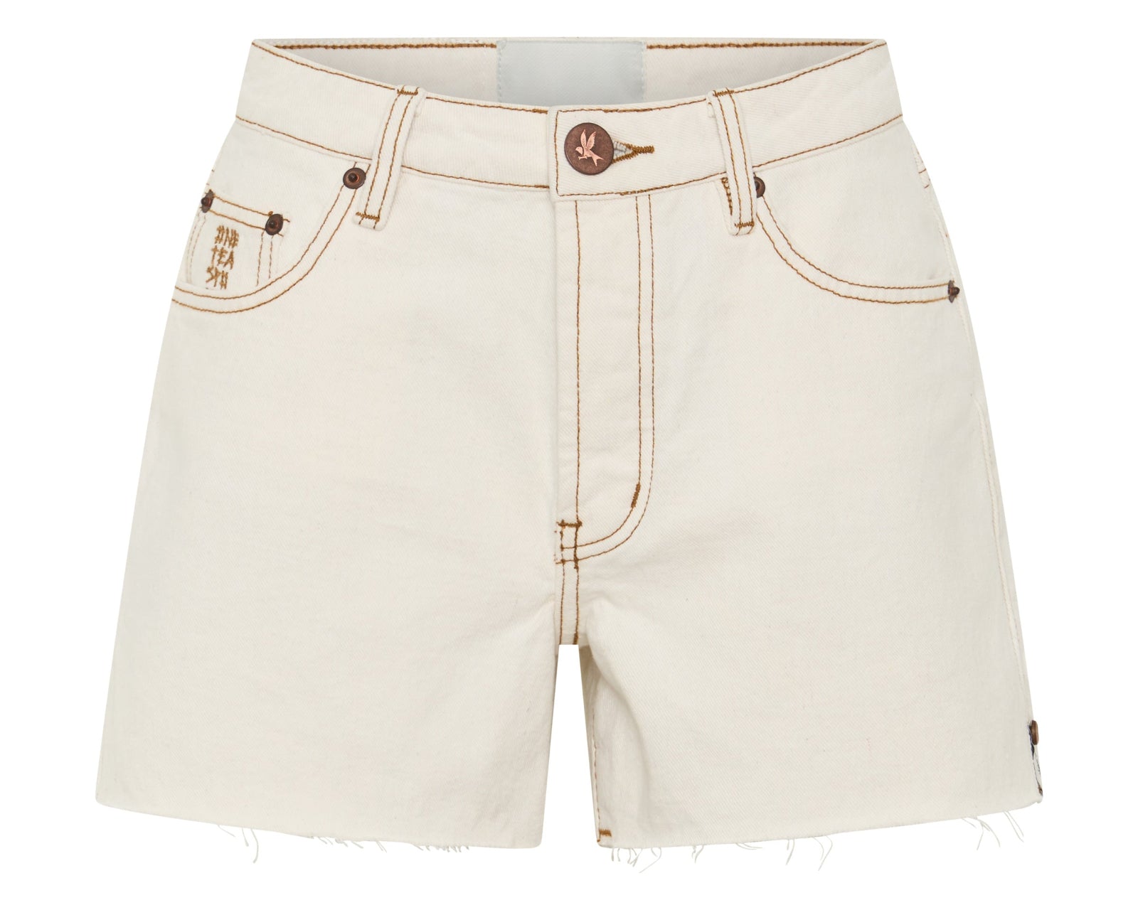 Rustlers High Waist Denim Shorts - White Beauty