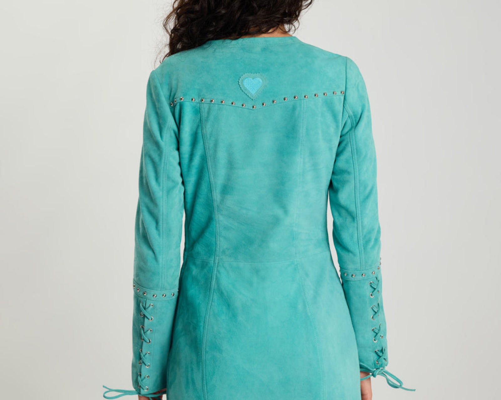 Cross My Heart Suede Longsleeve Laced Mini Dress - Mint Green