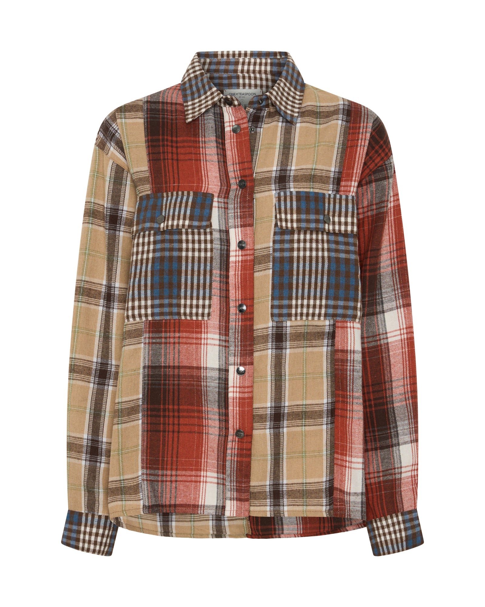 Essential Patchwork Flannel Shirt - Natural Check | One Teaspoon USA