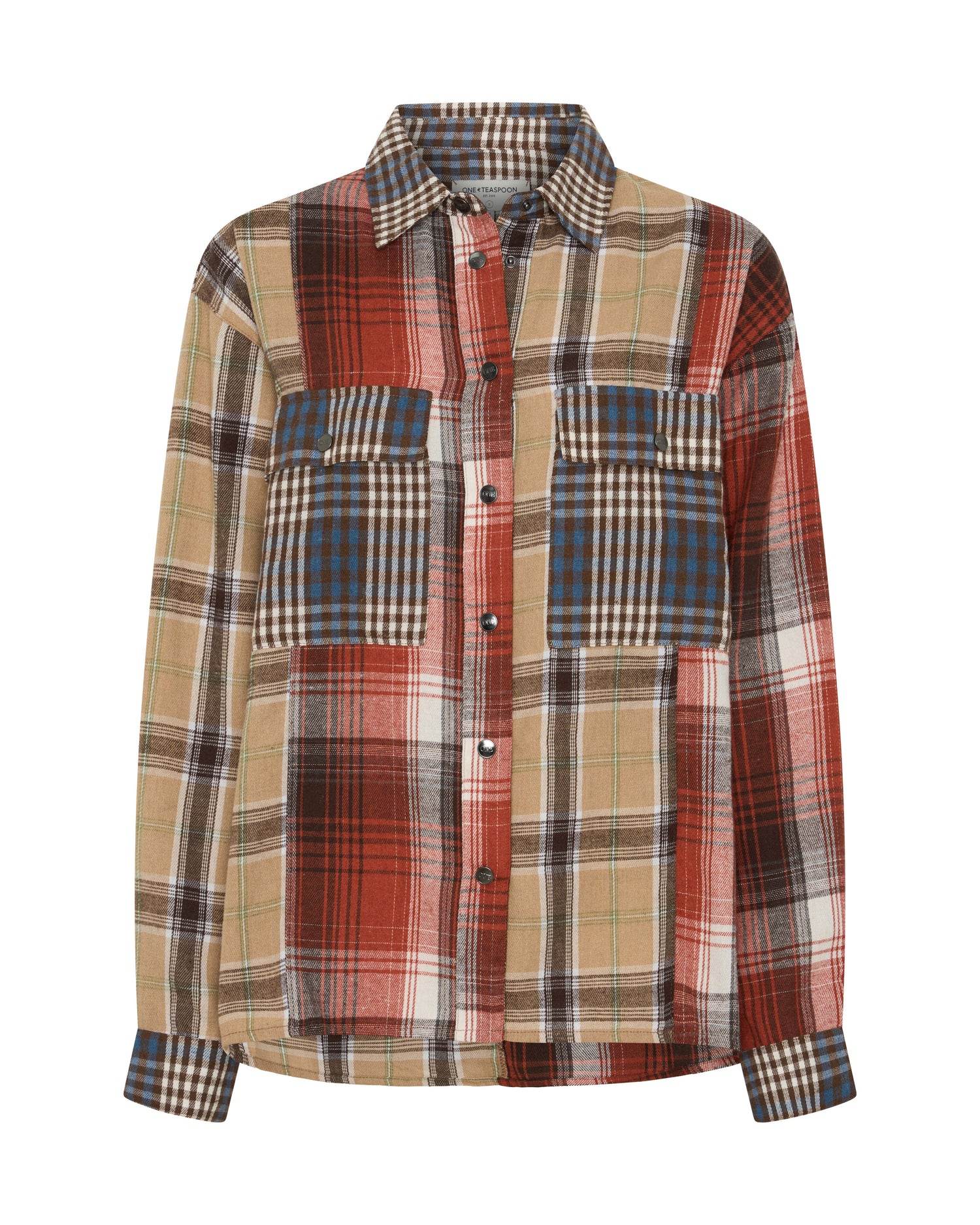 Essential Patchwork Flannel Shirt - Natural Check
