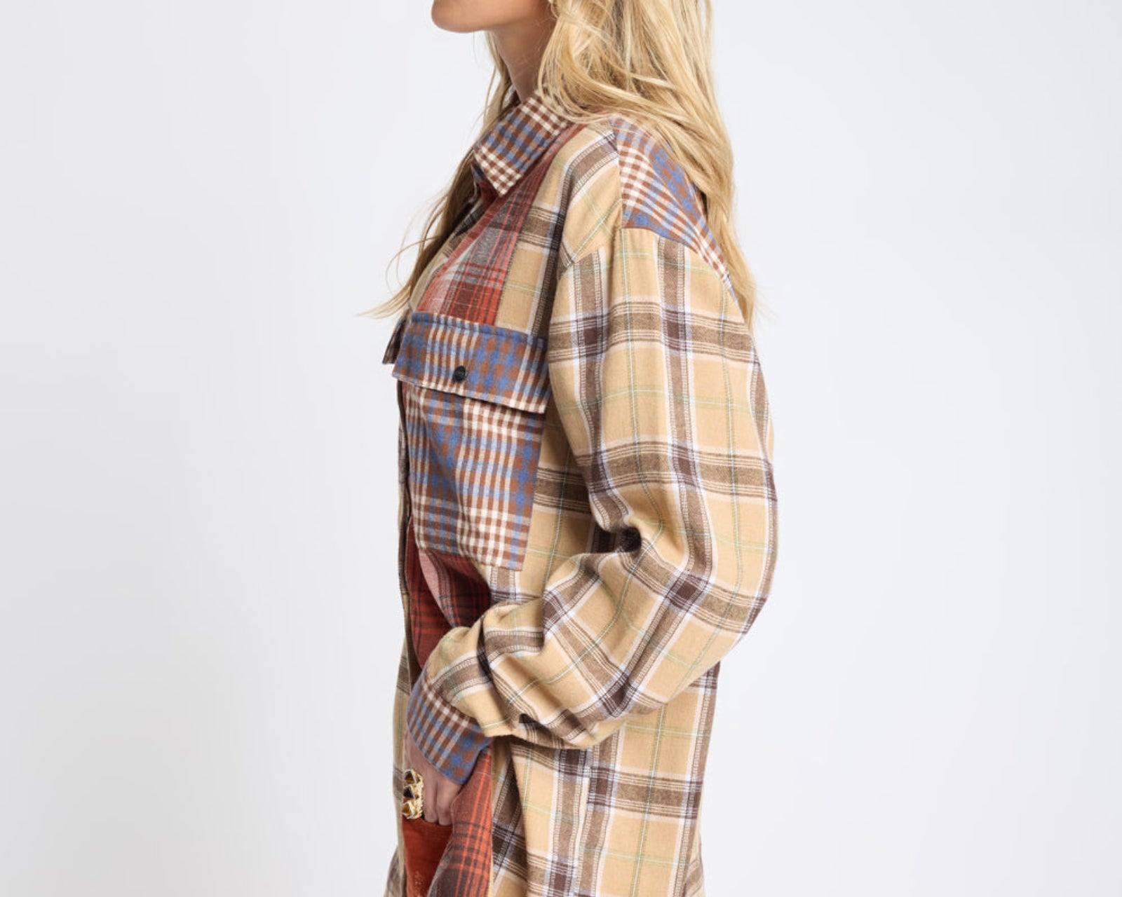 Essential Patchwork Flannel Shirt - Natural Check