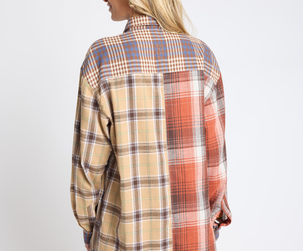 Essential Patchwork Flannel Shirt - Natural Check