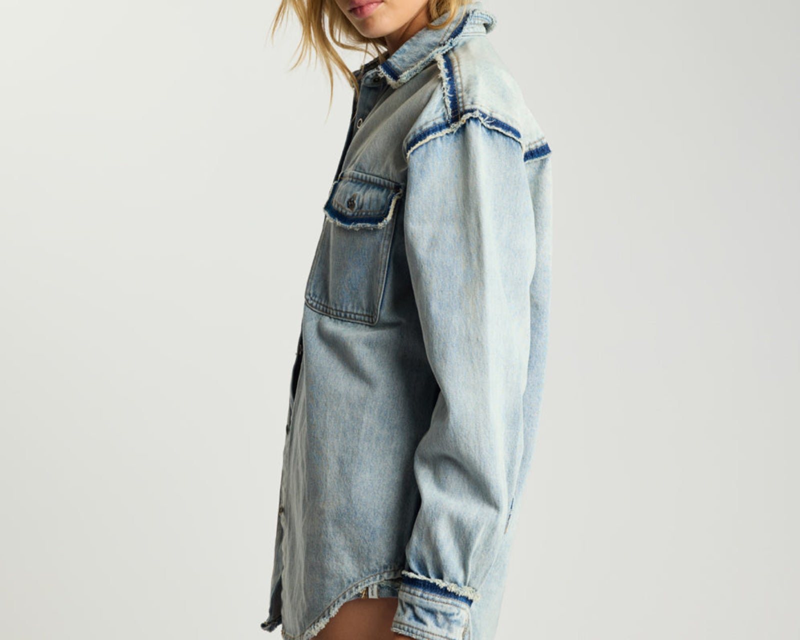 Split Party Everyday Denim Shirt - Split Party Contrast Blue