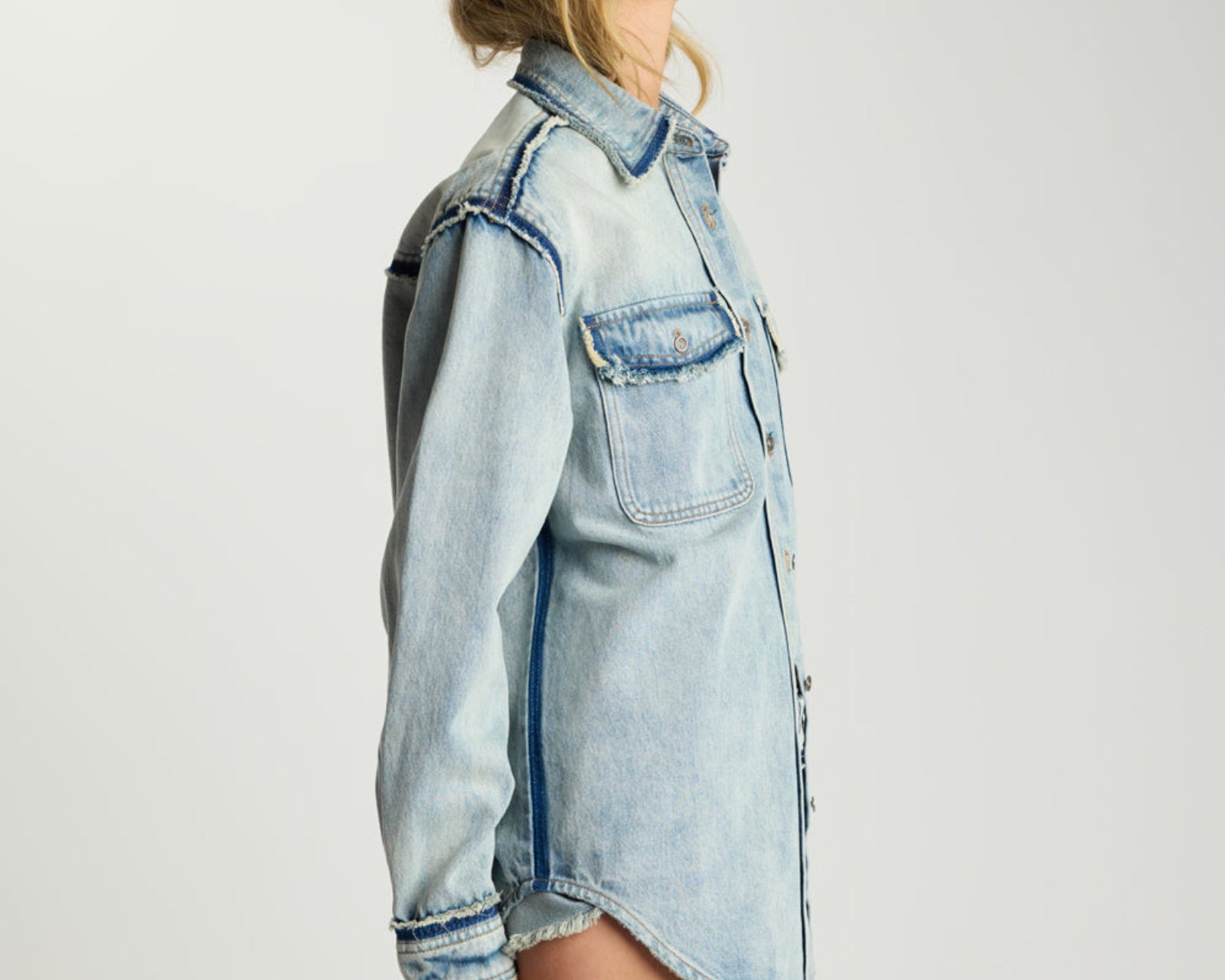 Split Party Everyday Denim Shirt - Split Party Contrast Blue
