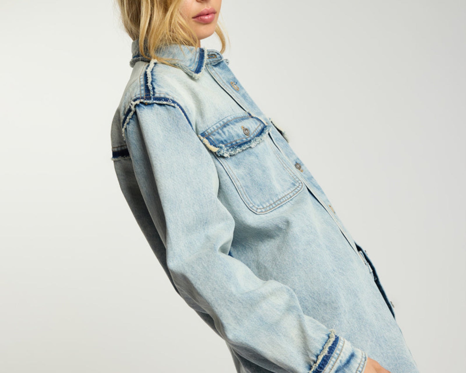 Split Party Everyday Denim Shirt - Split Party Contrast Blue
