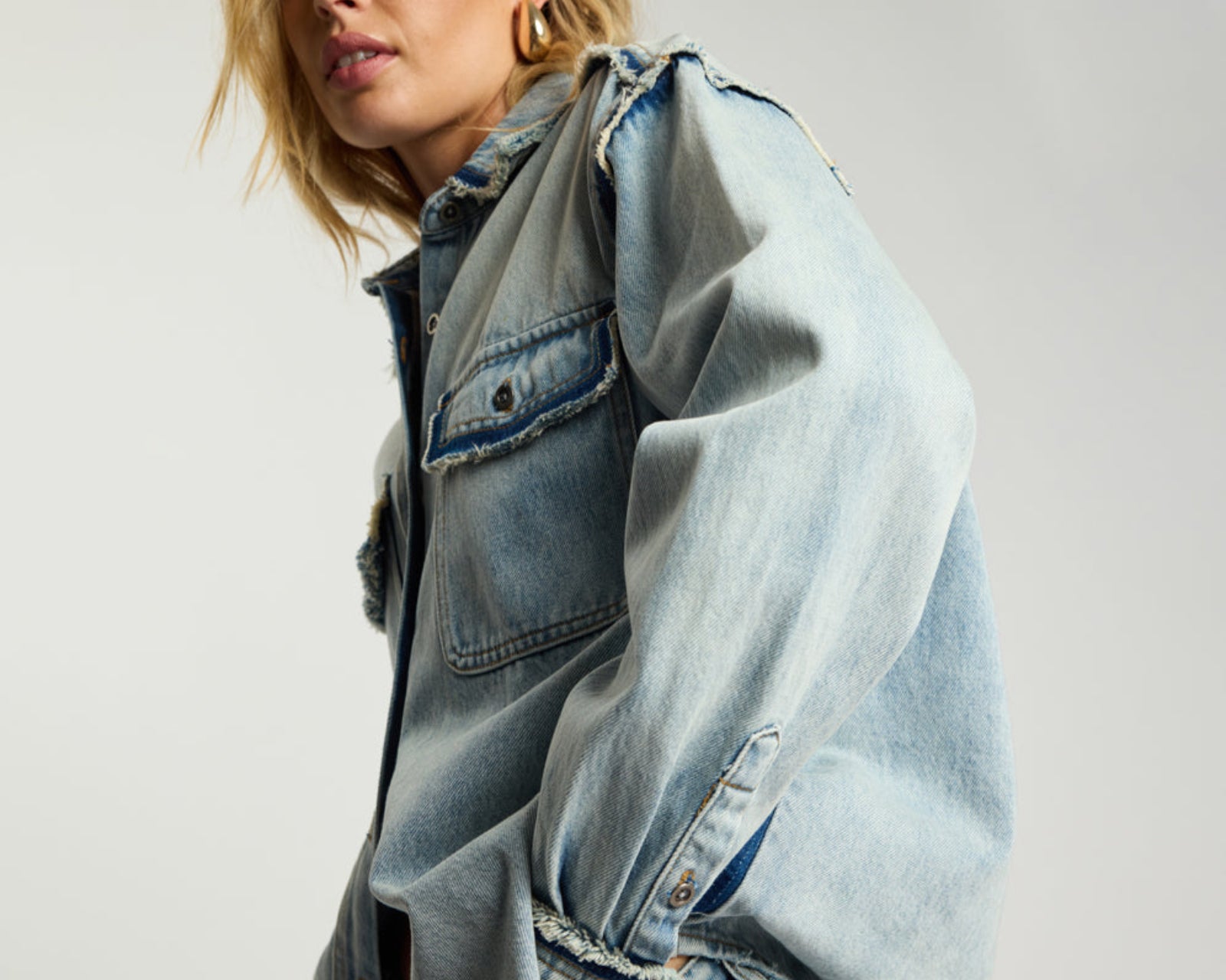 Split Party Everyday Denim Shirt - Split Party Contrast Blue