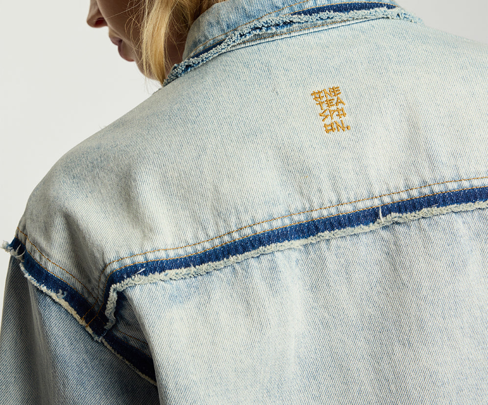 Split Party Everyday Denim Shirt - Split Party Contrast Blue