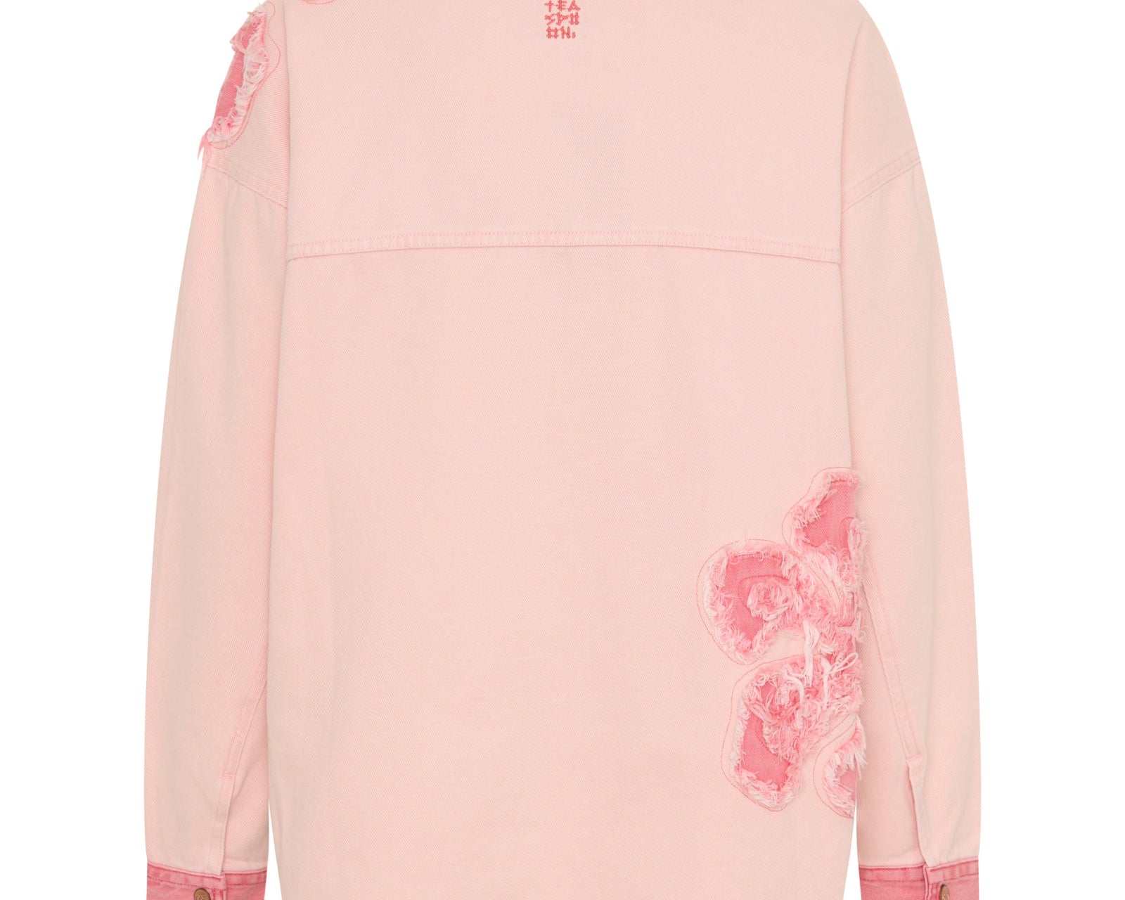 Frayed Daria Denim Shacket - Pink Petal