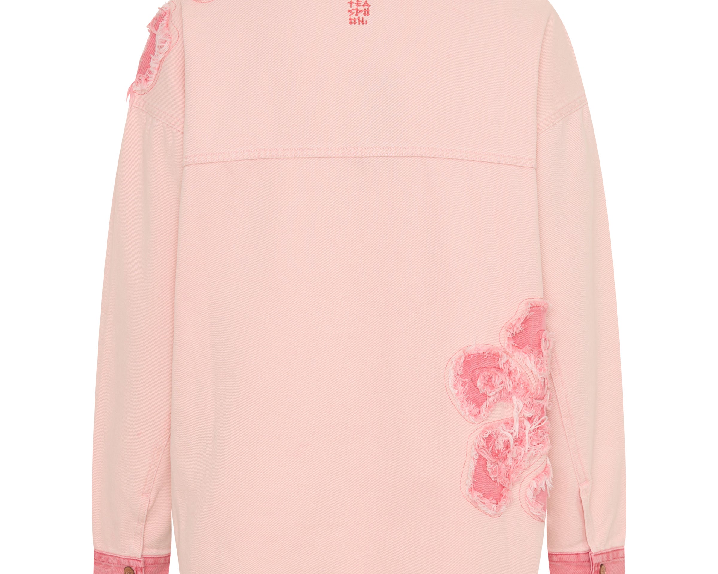 Frayed Daria Denim Shacket - Pink Petal