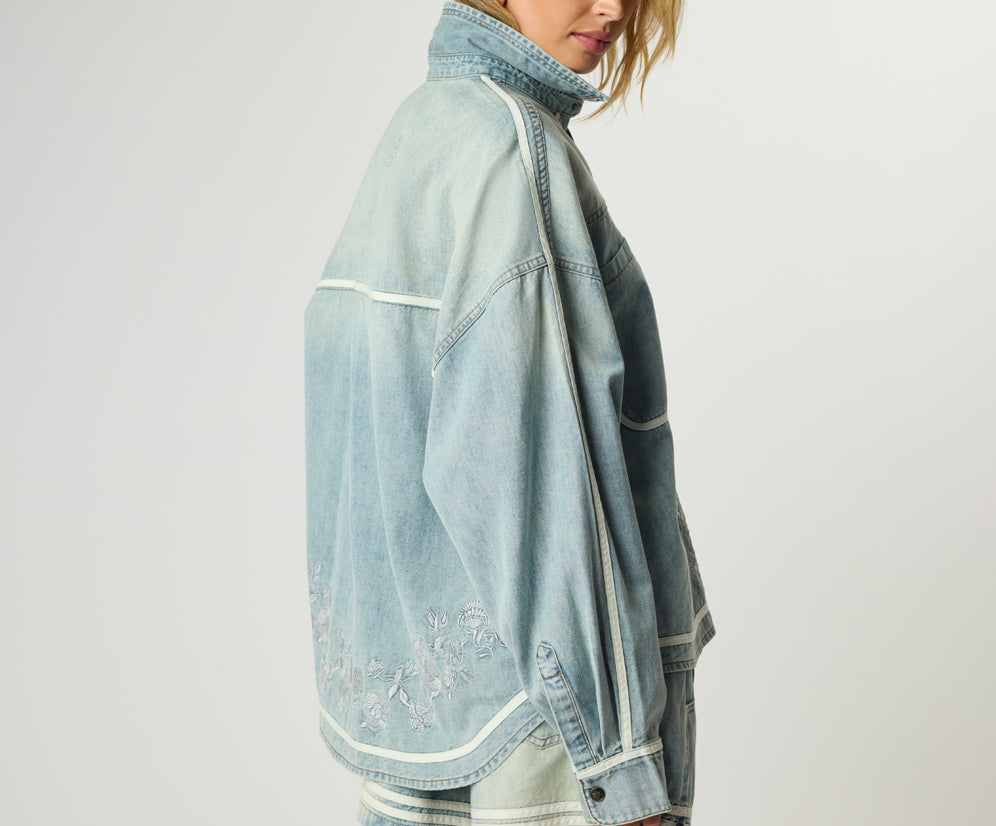 Embroidered Essential Denim Shirt - Folklore Chambray Blue