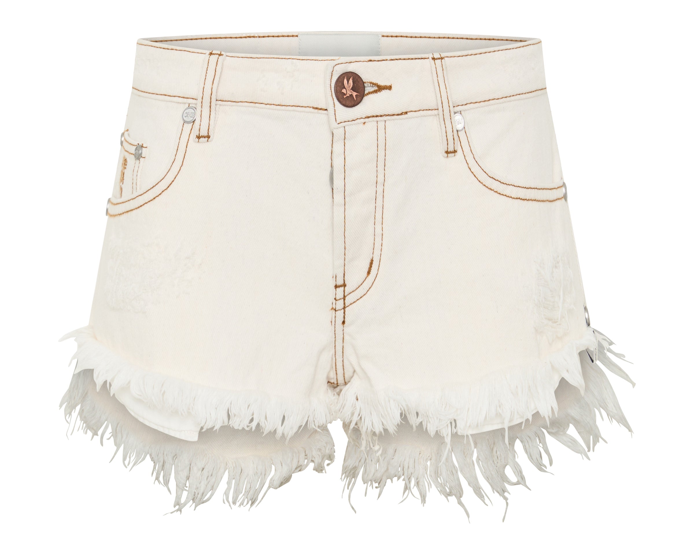 Dukes Low Waist Mini Denim Shorts - White Beauty