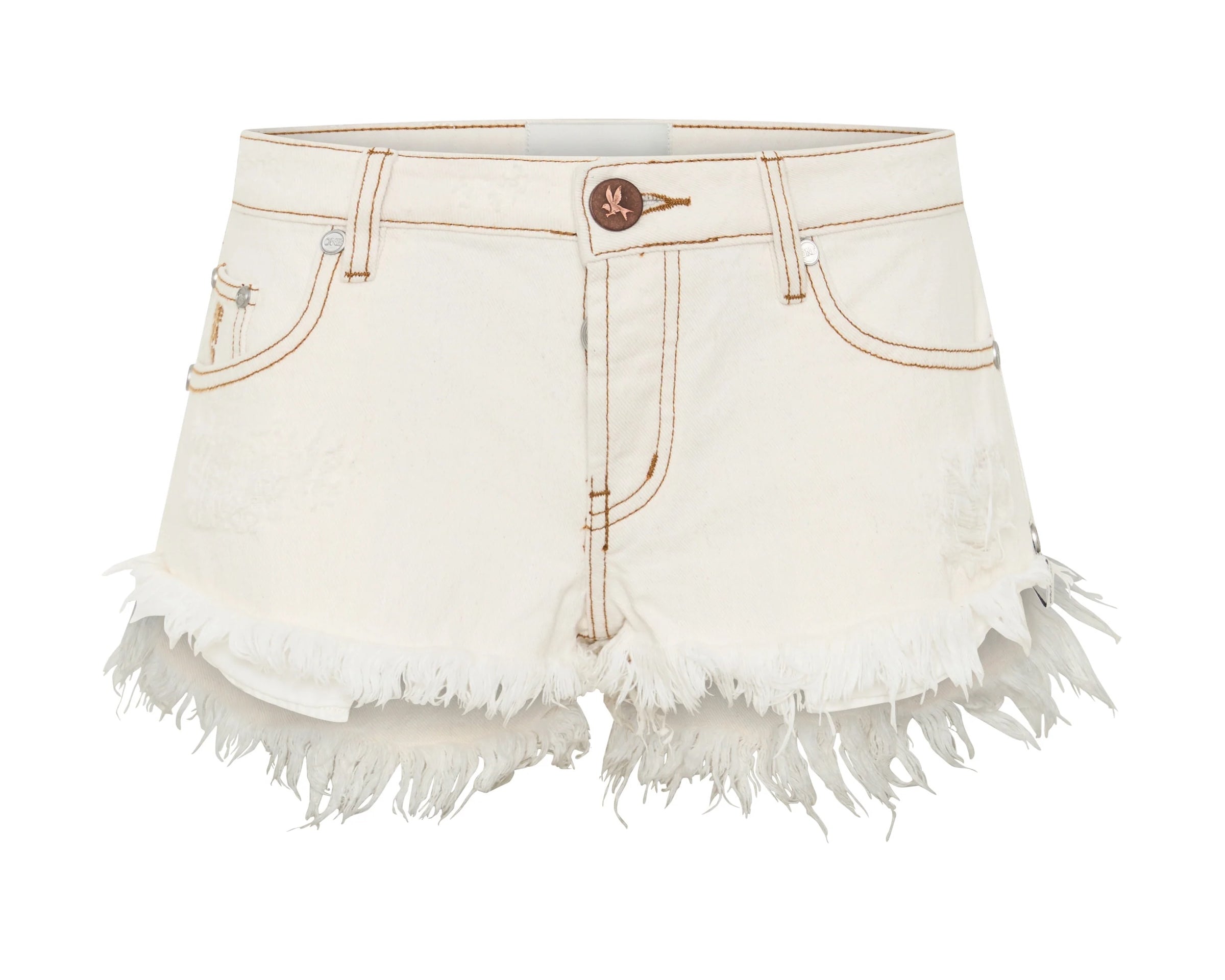 Dukes Low Waist Mini Denim Shorts - White Beauty