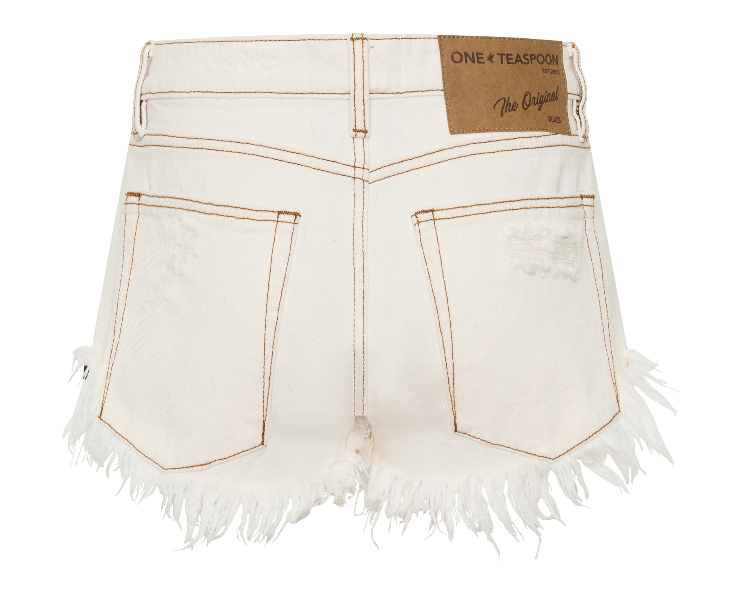 Dukes Low Waist Mini Denim Shorts - White Beauty