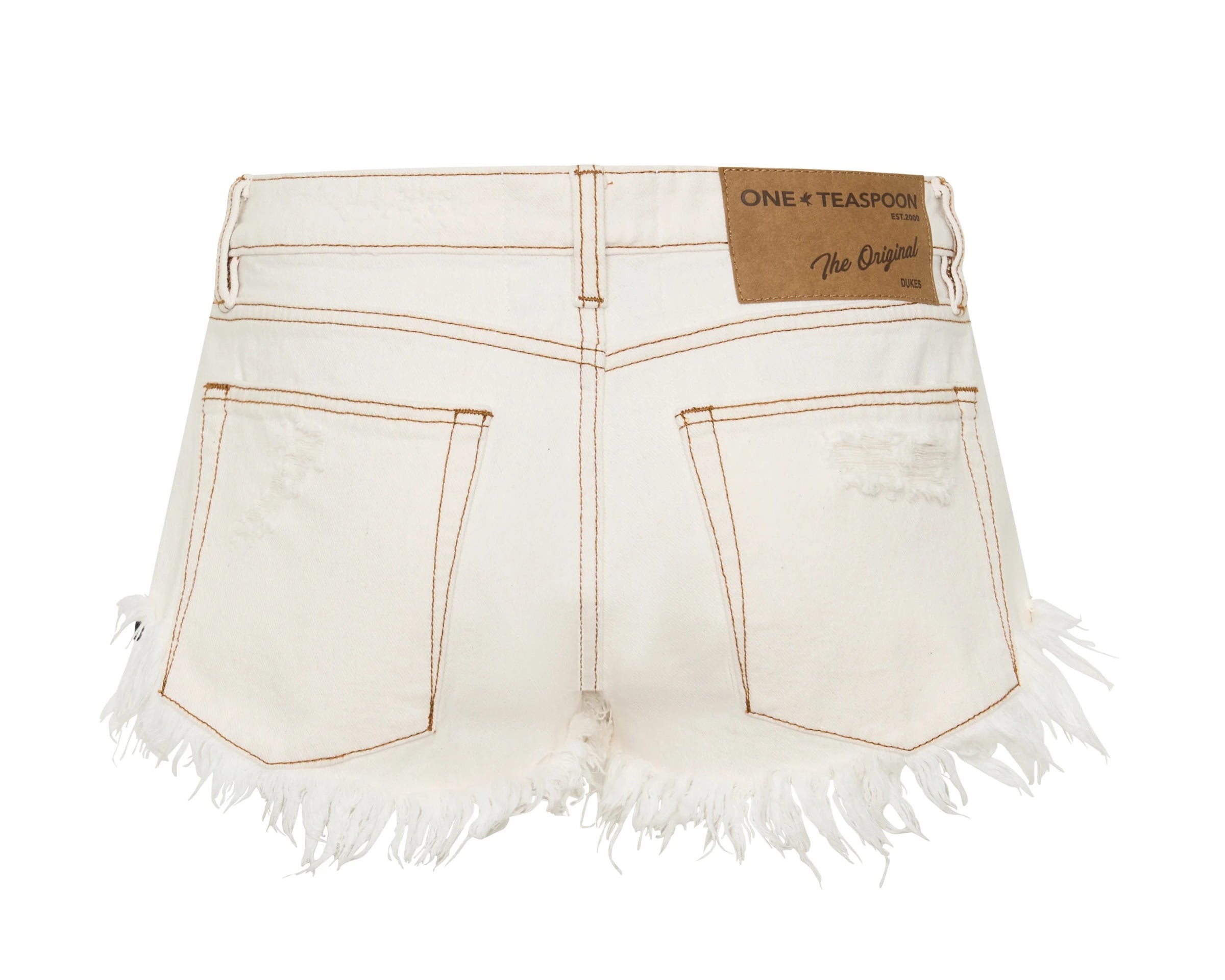 Dukes Low Waist Mini Denim Shorts - White Beauty