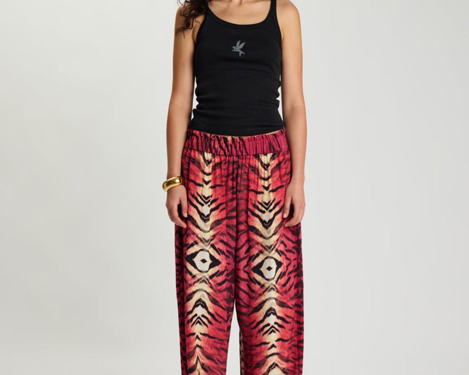 Wild Rouge Palazzo Pants - Red Animal Print