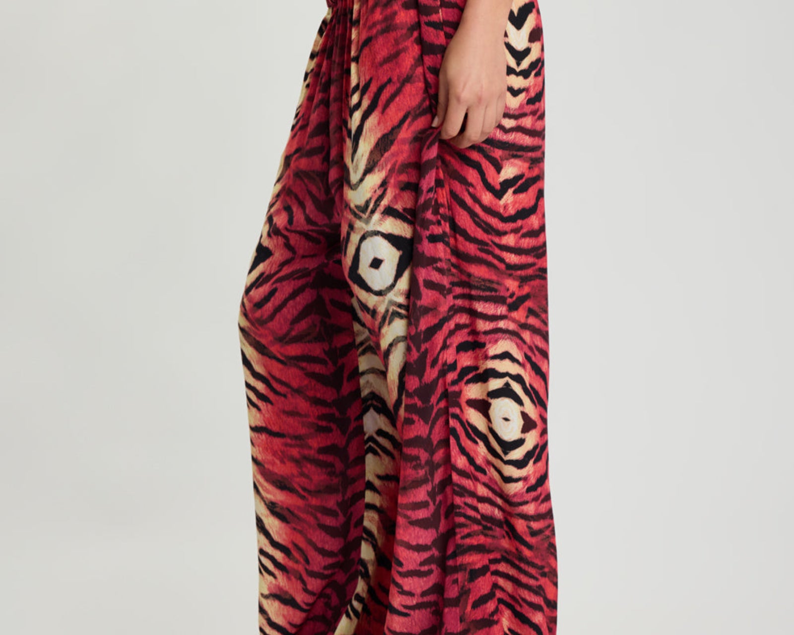 Wild Rouge Palazzo Pants - Red Animal Print
