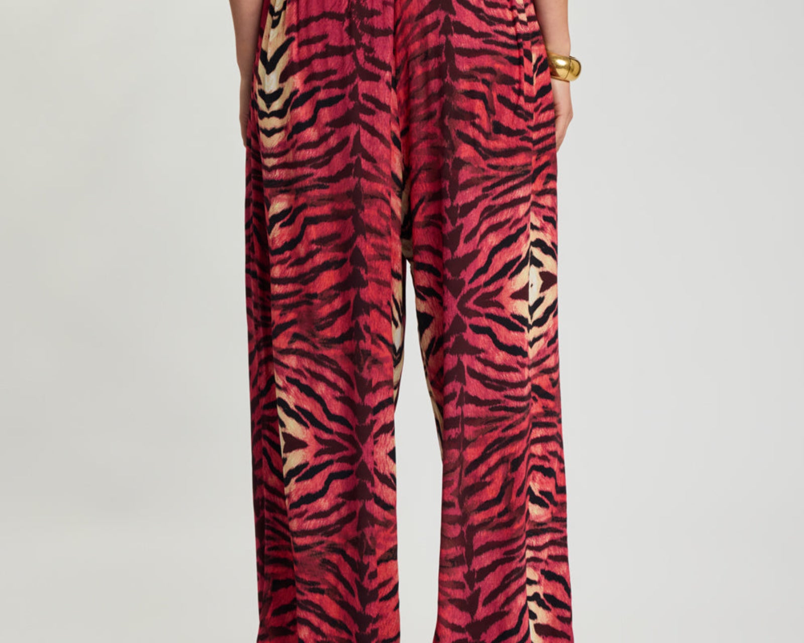 Wild Rouge Palazzo Pants - Red Animal Print