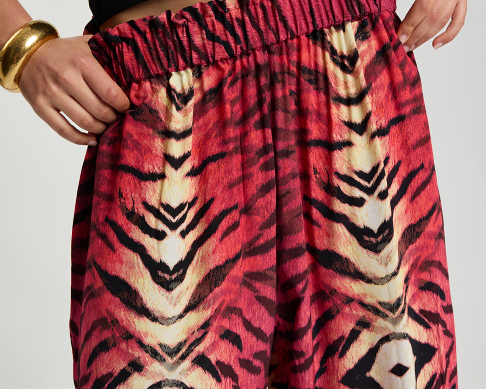 Wild Rouge Palazzo Pants - Red Animal Print
