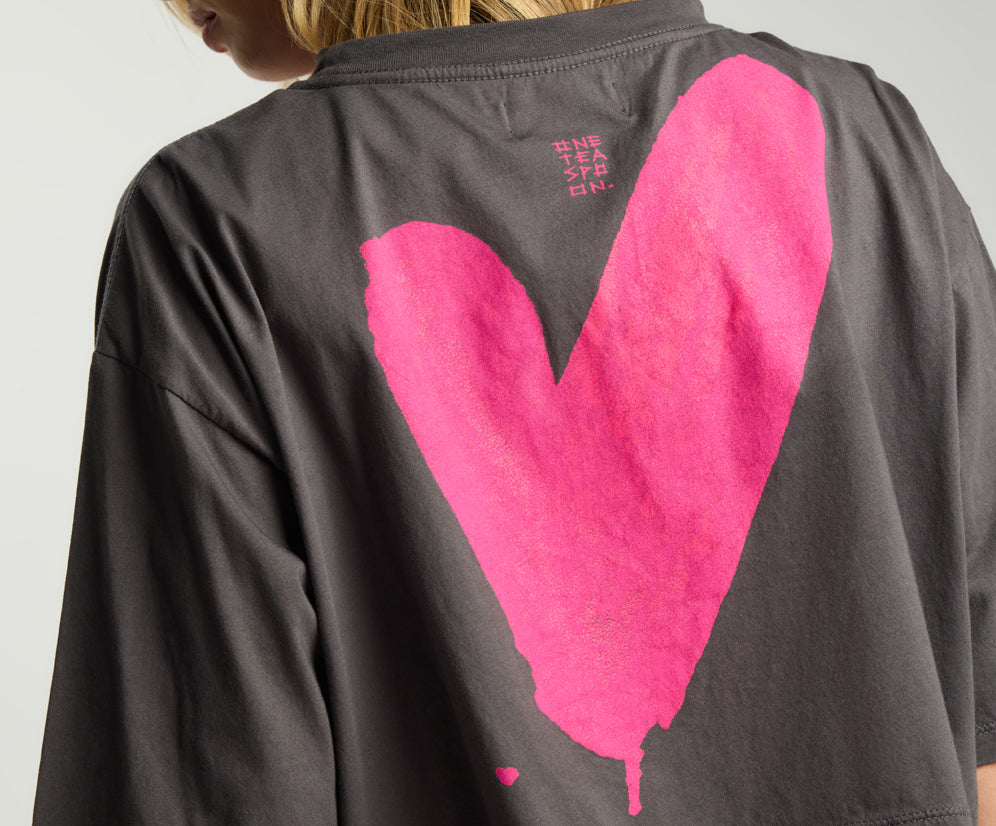 Vintage Soul Future Heart Cropped Tee - Charcoal