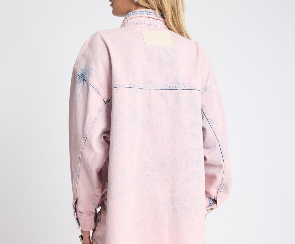 Star Teaser Daria Denim Shacket - Pink Haze