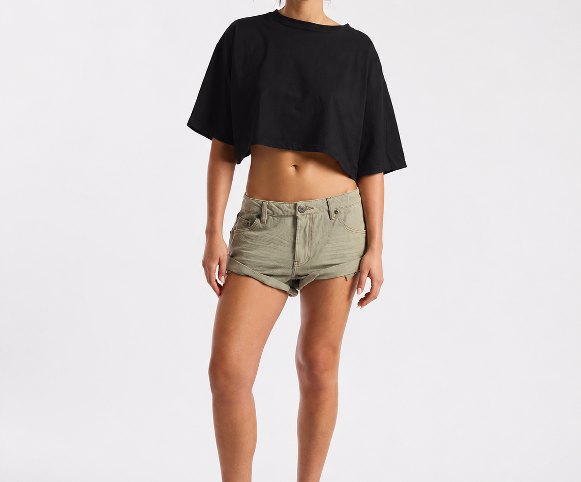 Bandits Low Waist Denim Shorts - Super Khaki
