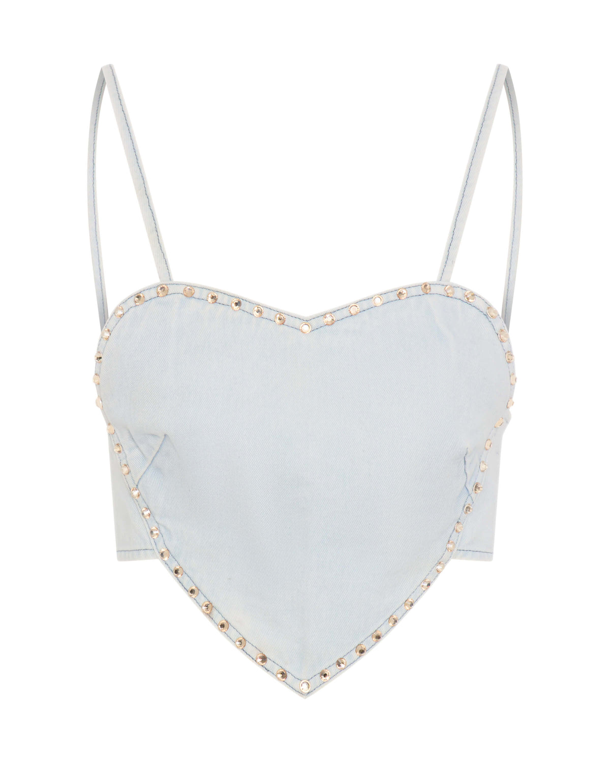 Denim Heart Backless Crop Top - Le Surf Blue | One Teaspoon USA