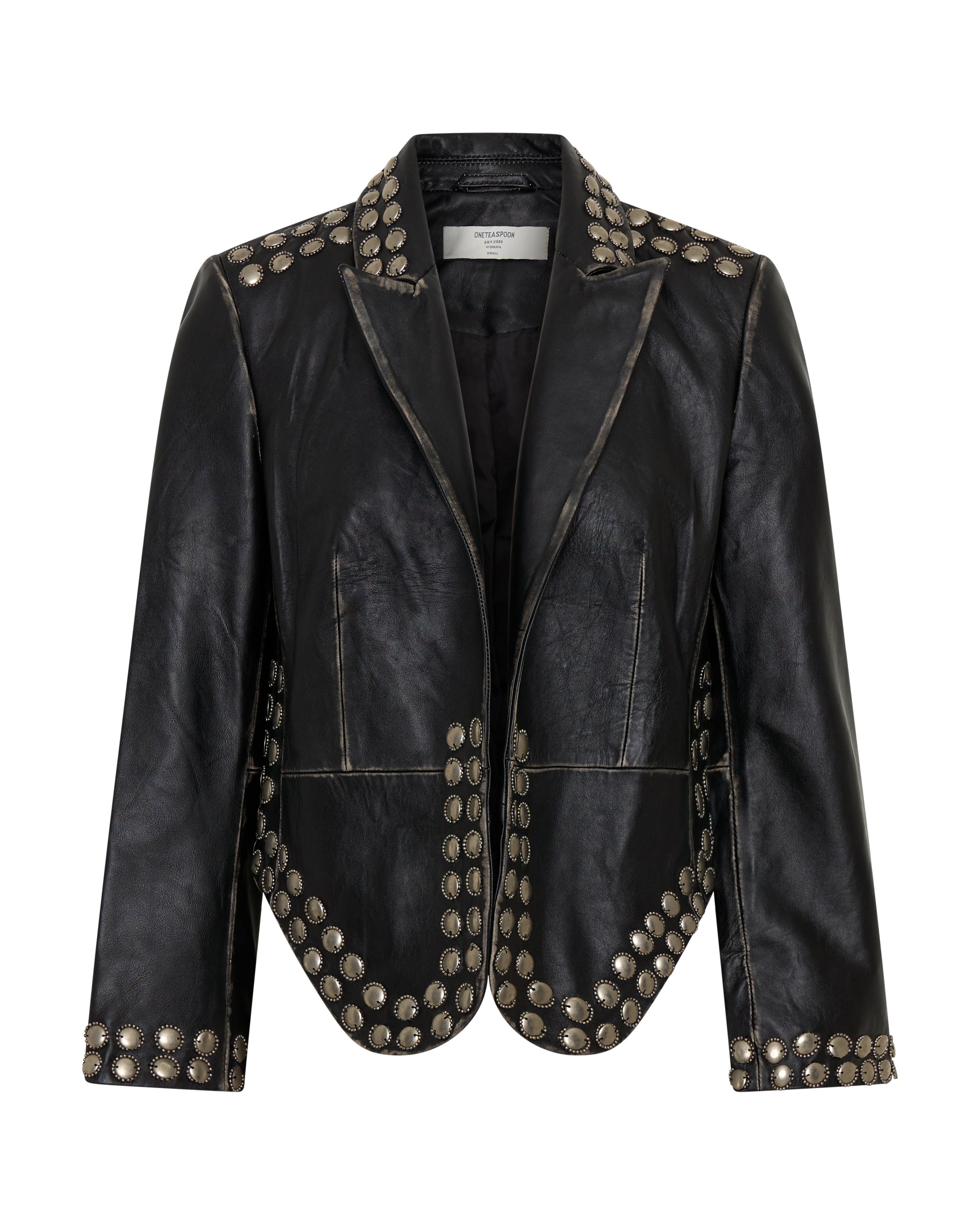 City Nights Studded Cropped Leather Blazer - Black | One Teaspoon USA