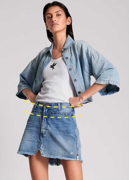 Trucker Trucker Mid Waist Denim Skirt - Royal Salt